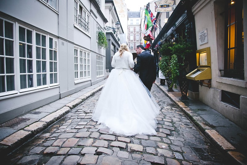 Couple in Paris for their winter elopement