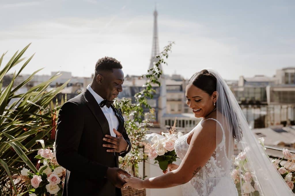 Intimate rooftop micro-wedding in Paris