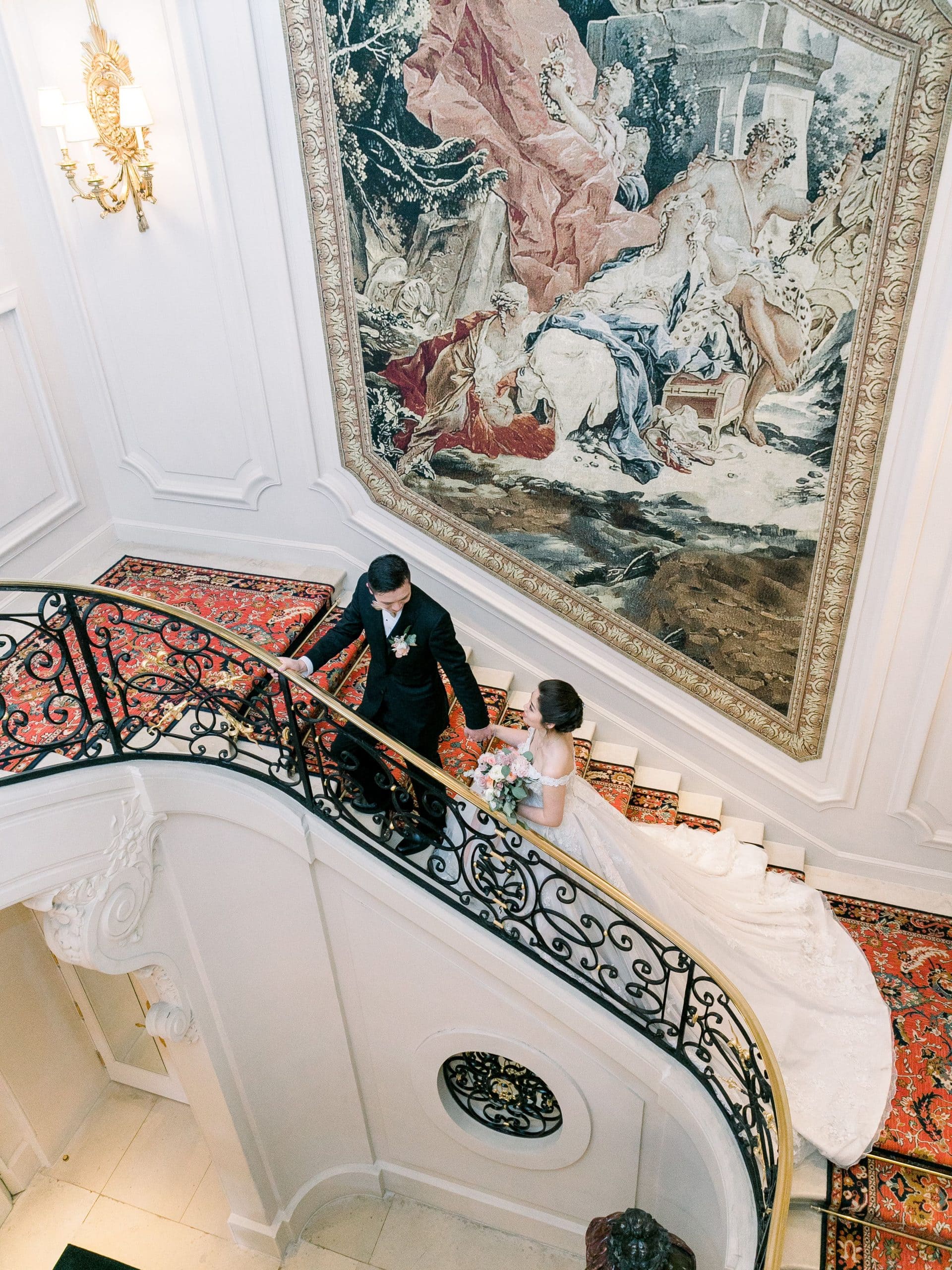 Hidden private mansion wedding venue in Paris bride groom romantic destination wedding France