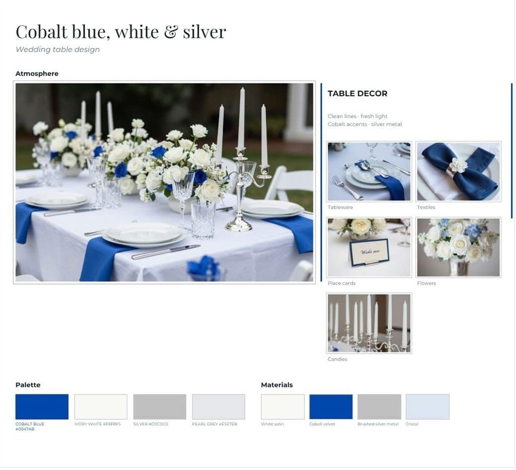 moodboard mariage bleu cobalt 1